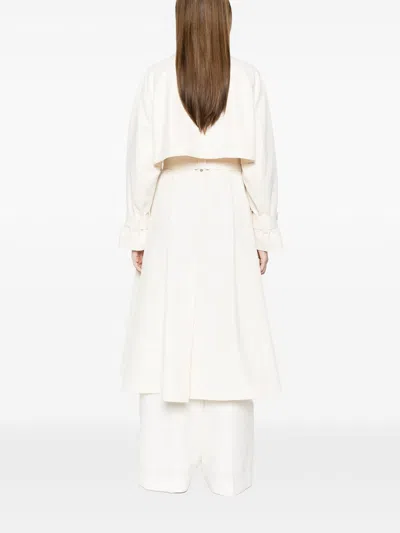 Herno Long Raincoat Belted Waist Buttoned Cuffs Collar In White