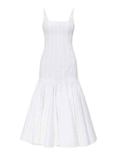 Jacquemus Agave Flared Midi Dress With Square Neckline In White