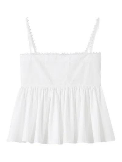 Jacquemus Top Le Haut Traversin White With V-neck And Ruffle Details In Cotton For Women In Multi