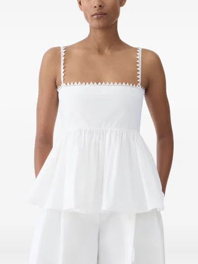 Jacquemus Top Le Haut Traversin White With V-neck And Ruffle Details In Cotton For Women In Multi