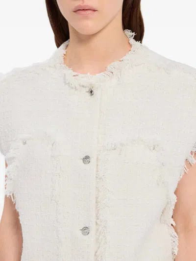Msgm Frayed Buttoned Vest In White