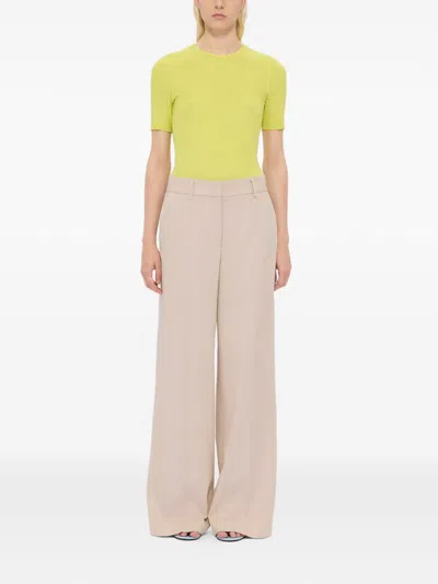 Msgm Wide Leg Trousers In Beige Cotton In Brown