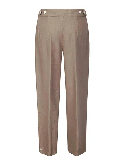 Msgm Pantalone Lino In Brown