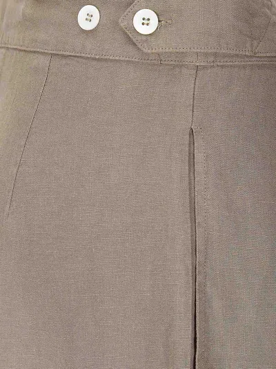 Msgm Pantalone Lino In Brown
