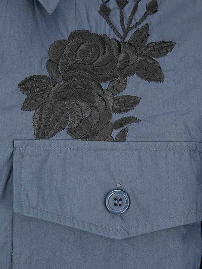 P.a.r.o.s.h Ninja Floral-embroidered Shirt In Blue
