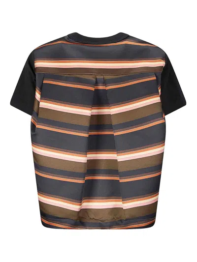 Sacai Horizontal Stripe T-shirt In Blue