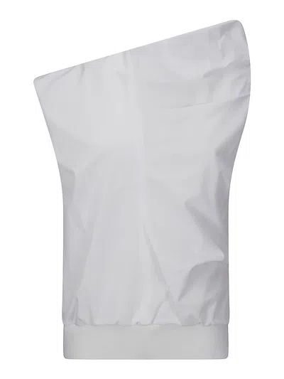 Sacai Poplin Pullover Top In White