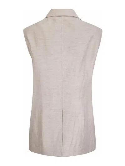 Tagliatore Grey Solid Sleeveless Jacket In Gray