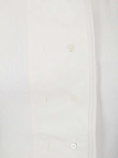 Lemaire Tie-neck Ribbed Stretch-cotton And Linen-blend Jersey Top In White
