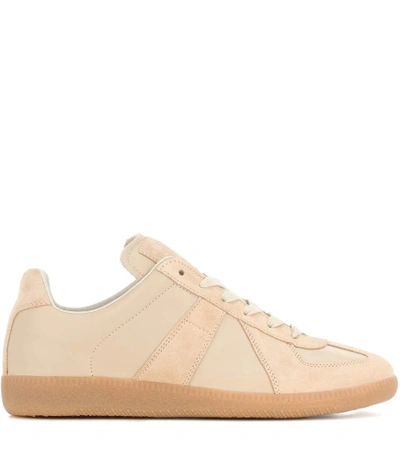Shop Maison Margiela Replica Leather And Suede Sneakers