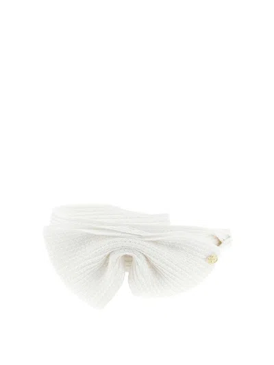Maison Michel Beth Headband Featuring Bow Knit Texture In White