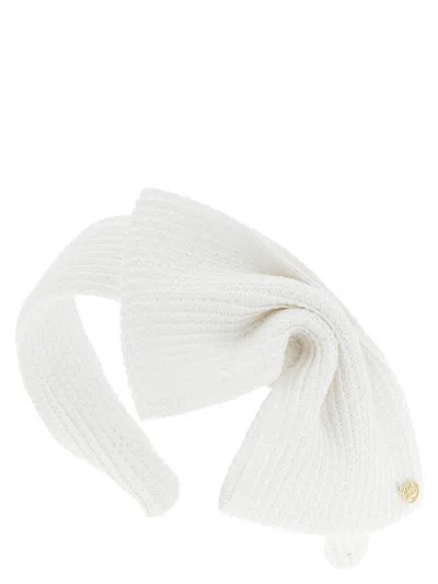 Maison Michel Beth Headband Featuring Bow Knit Texture In White