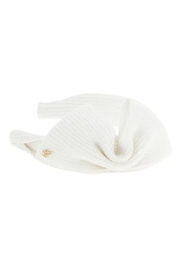 Maison Michel Beth Headband Featuring Bow Knit Texture In White