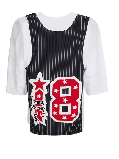 Pdf Pinstripe-pattern Logo-patch T-shirt In Black