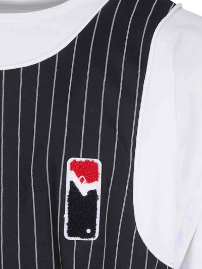Pdf Pinstripe-pattern Logo-patch T-shirt In Black