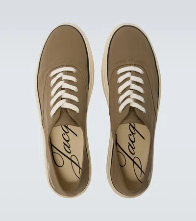 Jacquemus Cotton Low-top Sneakers With Embroidered Logo In Brown