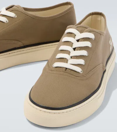 Jacquemus Cotton Low-top Sneakers With Embroidered Logo In Brown