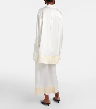 Totême Wide-leg Satin Trousers With Drawstring In White