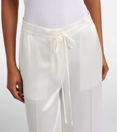 Totême Wide-leg Satin Trousers With Drawstring In White