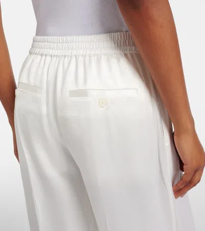 Totême Wide-leg Satin Trousers With Drawstring In White