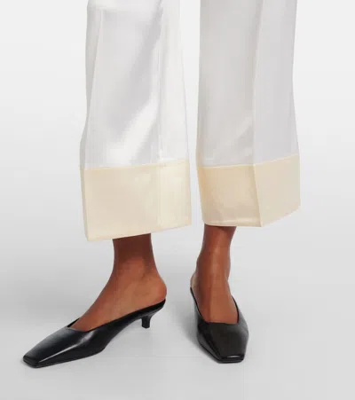 Totême Wide-leg Satin Trousers With Drawstring In White