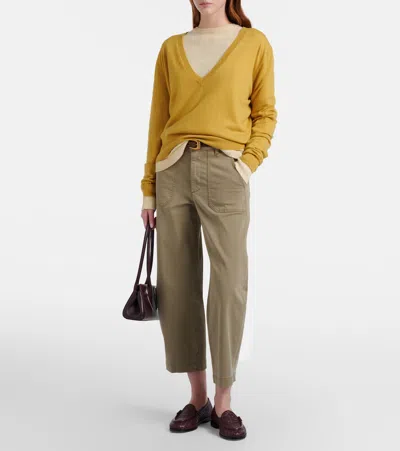 Frame The Ranger Crop Wide Leg Utility Pants In Green
