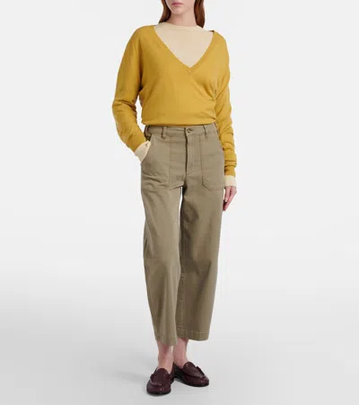 Frame The Ranger Crop Wide Leg Utility Pants In Green