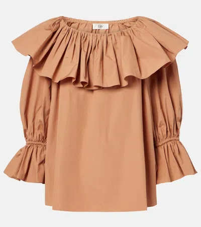 Chloé Ruffled Cotton Blouse With Drawstring Cuffs For Women