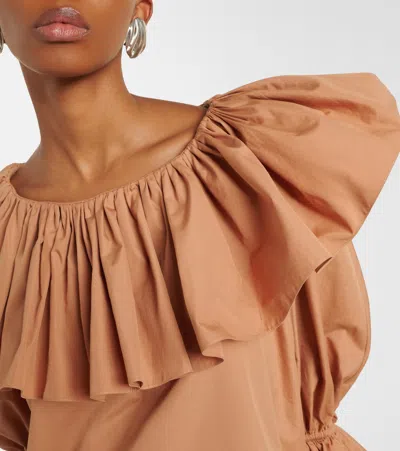 Chloé Ruffled Cotton Blouse With Drawstring Cuffs For Women