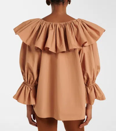 Chloé Ruffled Cotton Blouse With Drawstring Cuffs For Women