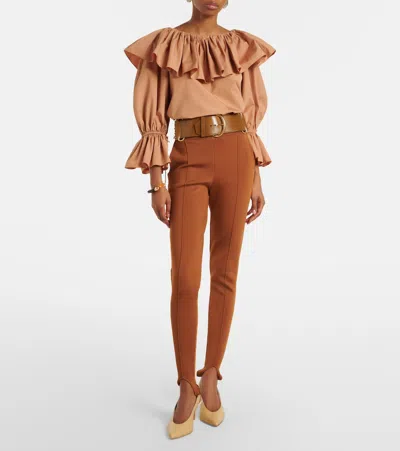 Chloé Ruffled Cotton Blouse With Drawstring Cuffs For Women