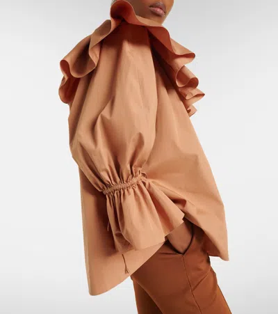 Chloé Ruffled Cotton Blouse With Drawstring Cuffs For Women