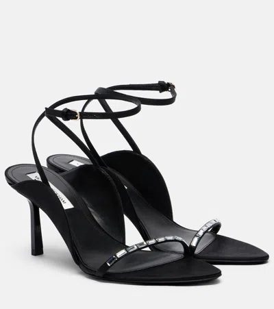Victoria Beckham Eliza Crystal-embellished Satin Sandals In Black