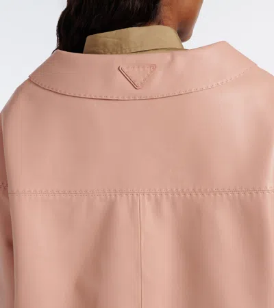 Prada Leather Jacket In Pink