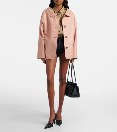 Prada Leather Jacket In Pink