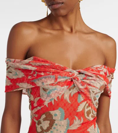 Etro Printed Off-shoulder Gown In Multi
