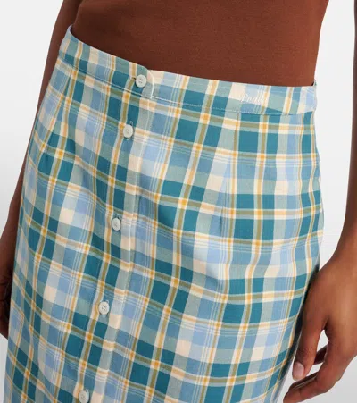 Prada Ottanio Pencil Skirt With Check Pattern In Blue