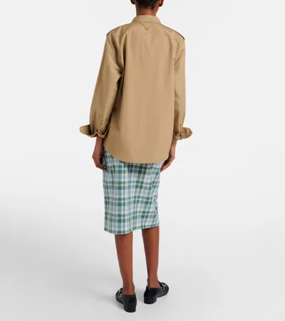 Prada Ottanio Pencil Skirt With Check Pattern In Blue