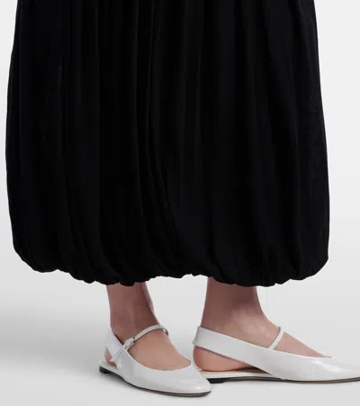 Totême Black Fluid Viscose Gathered Midi Dress In Burgundy