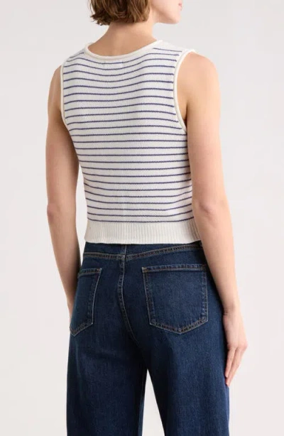 Blu Pepper Stripe Button Front Sweater Vest In Blue