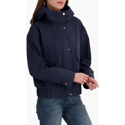 Tahari Leone Softshell Bomber Jacket In Blue