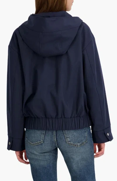 Tahari Leone Softshell Bomber Jacket In Blue
