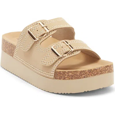 Top Moda Avril Platform Slide Sandal In Neutral | ModeSens