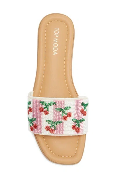 Top Moda Rae Beaded Slide Sandal In Multi