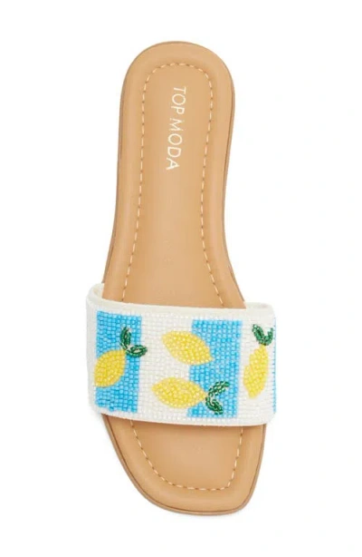 Top Moda Rae Beaded Slide Sandal In Multi