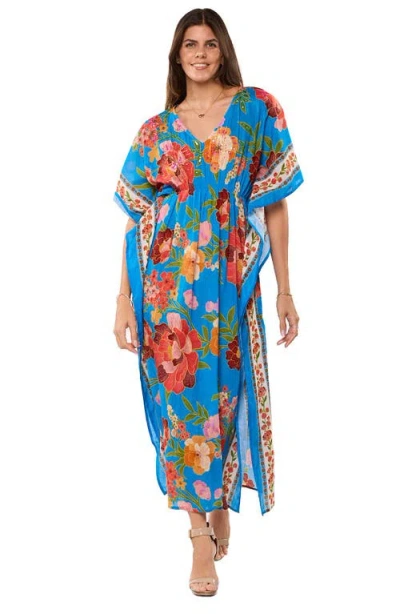 Ranee's Ranees Comfy Print Caftan In Blue