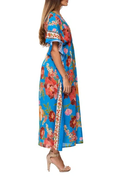 Ranee's Ranees Comfy Print Caftan In Blue