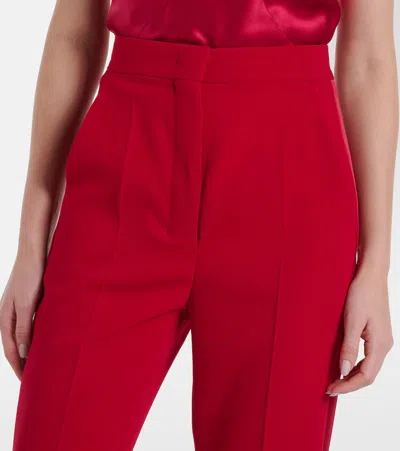 Max Mara Ecrine Cady Flared Pants In Red