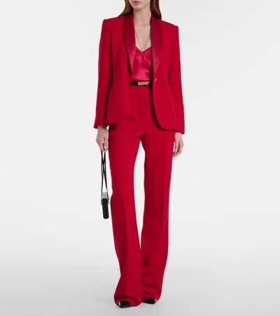 Max Mara Ecrine Cady Flared Pants In Red