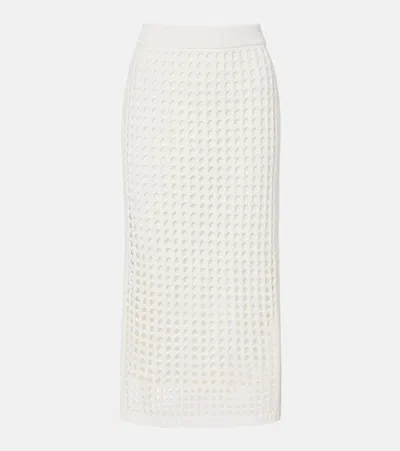 Max Mara Pure Cotton Webbing Mini Skirt With Elasticated Waist In White